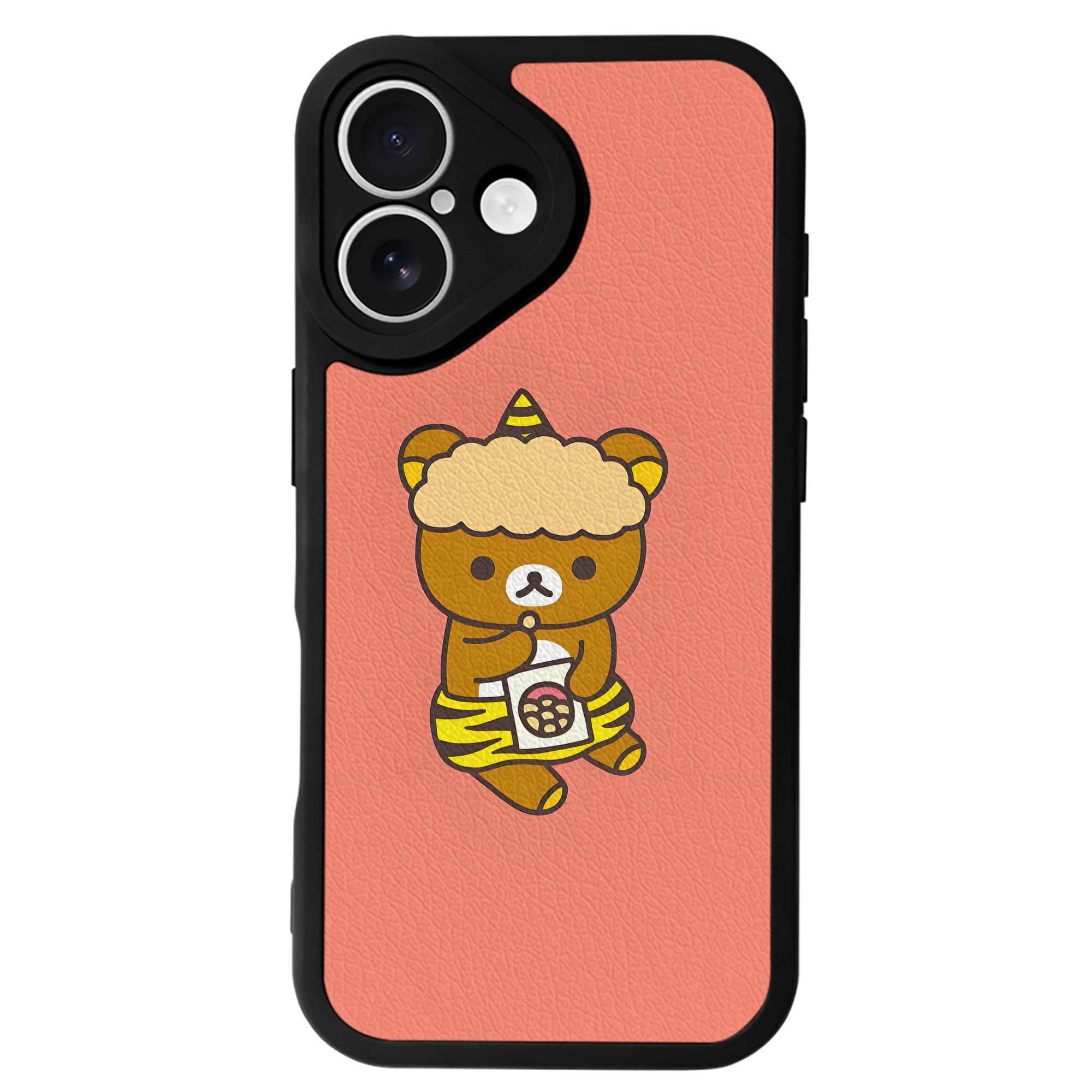 （画像用） リラックマ リラックマ キイロイトリ Rilakkuma Korilakkuma Kiiroitori 【iPhone 16シリーズ対応】シリコンスマホケース（レザー調） 材質：シリコン